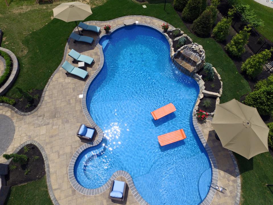 Custom concrete pool with infinity edge New Jersey